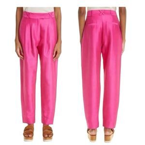 ALEMAIS Pants 4 Pink Silk Blend Blaire Trouser Fuchsia Ankle Straight Valentines